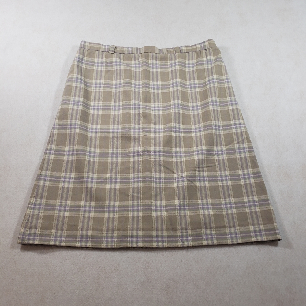 Braemar international skirt womens tan/purple plaid relaxed fit pencil m…
